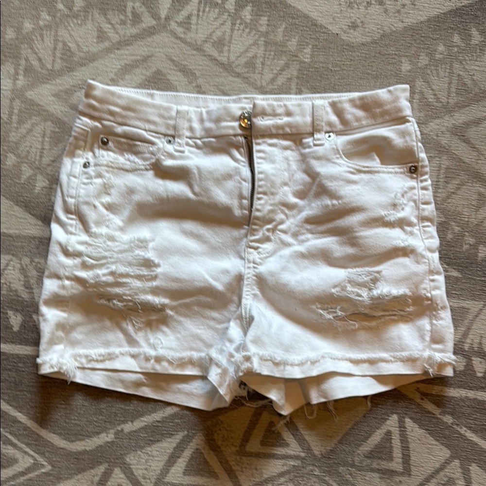 White Distressed Women Shorts